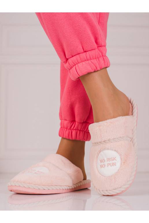 pink kapcie damskie with fur Shelovet