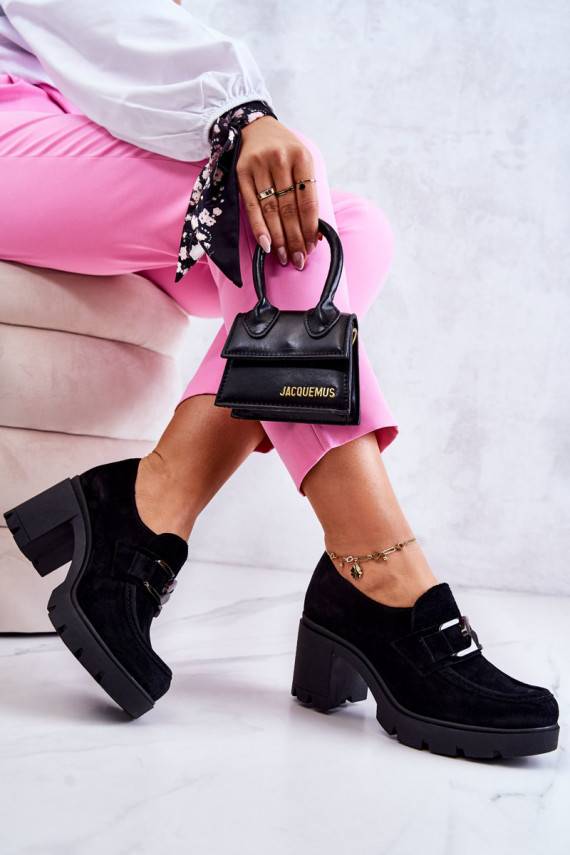 Elegant shoes on a pillar with a dark decoration Black Harmell