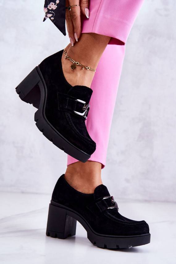 Elegant shoes on a pillar with a dark decoration Black Harmell