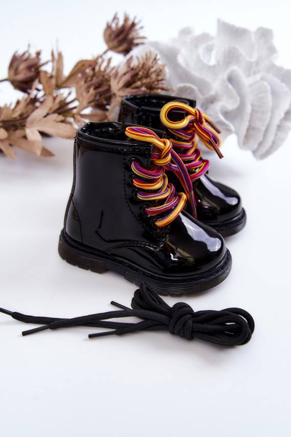 Children's Boots Laquered With Zipper Black Tibbie
