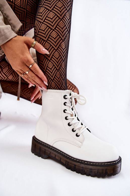 Women's boots with zipper Big Star KK274536 White