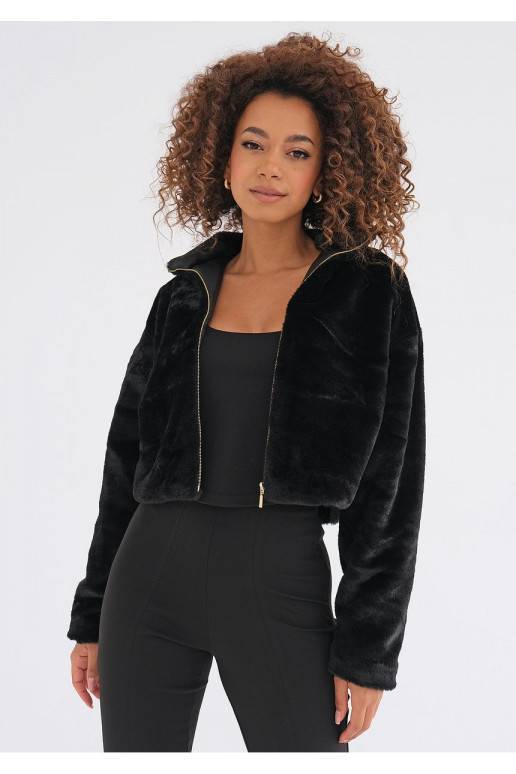 Mojo - Short black faux fur jacket