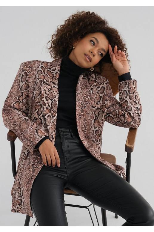 Gia - Brown snake printed blazer