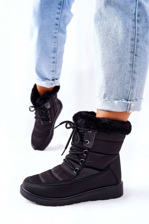 High Snow Boots With Fur Black Haneta