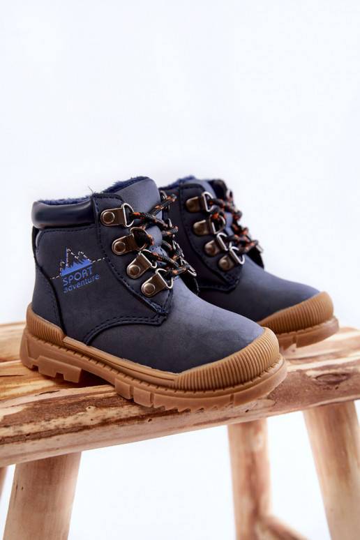 Children's Warm Boots Trappers Navy Blue Walter