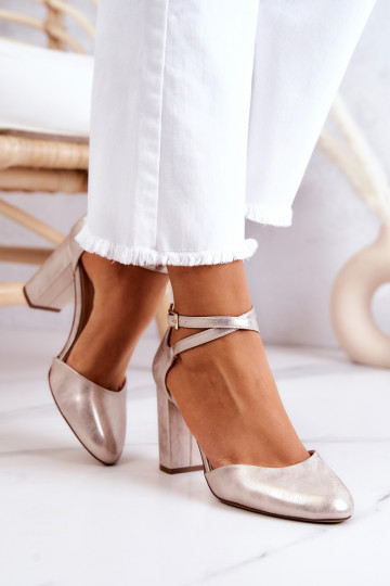 Pumps Leather On A Bar Sergio Leone SK851 Gold 2