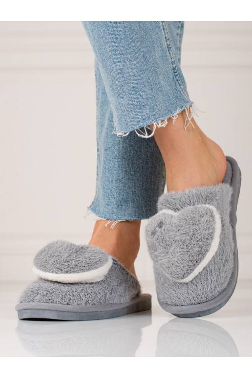 gray slippers z serduszkiem Shelovet