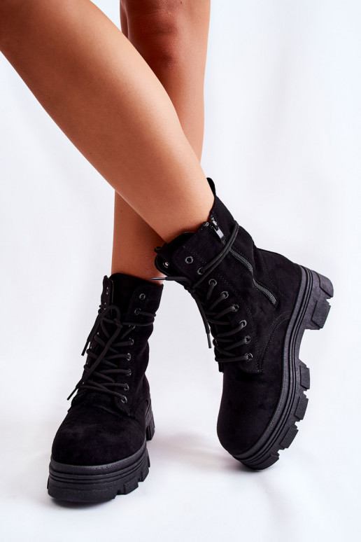 Suede Boots With Zipper Black Marley