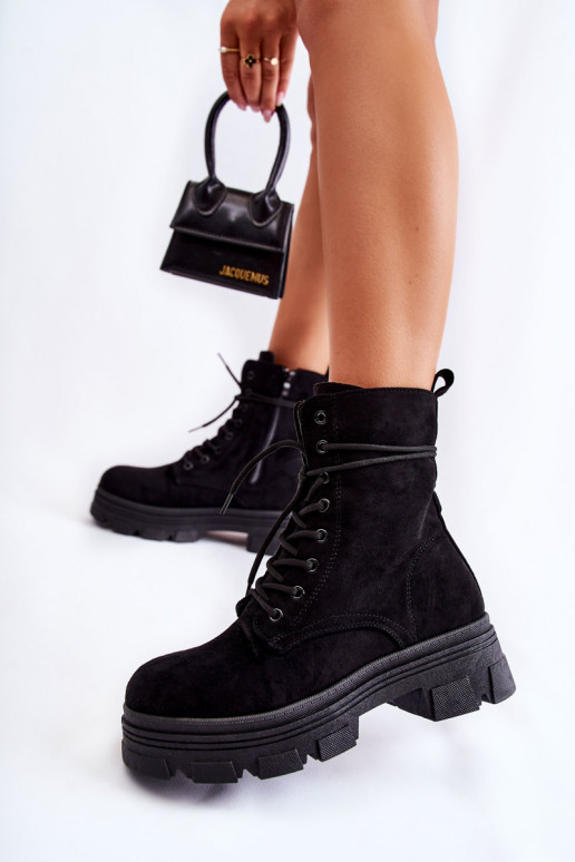 Suede Boots With Zipper Black Marley