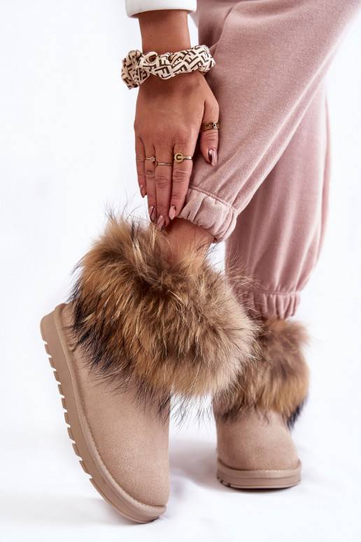 Women's Suede Snow Boots With Fur Light beige Alexa