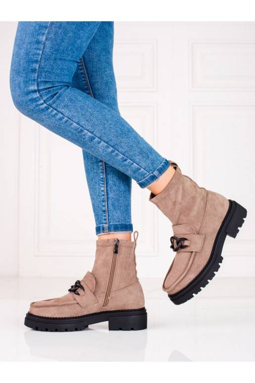 beige women's boots with platform Shelovet