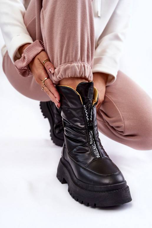 High Women's Snow Boots With Zipper Black Moira High Women's Snow Boots With Zipper Black Moira