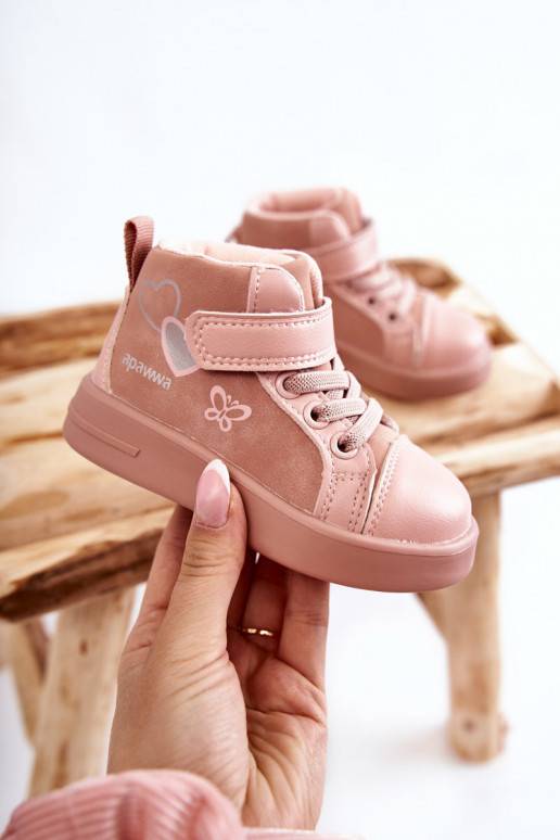 Children's High Sneakers With Velcro Pink Cheezi
