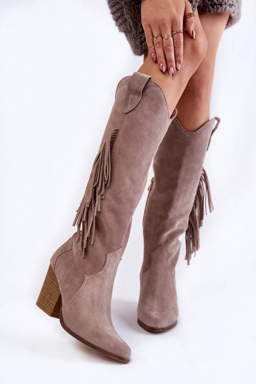 Women's Suede Cowboy Boots Lewski 3094/F Grey