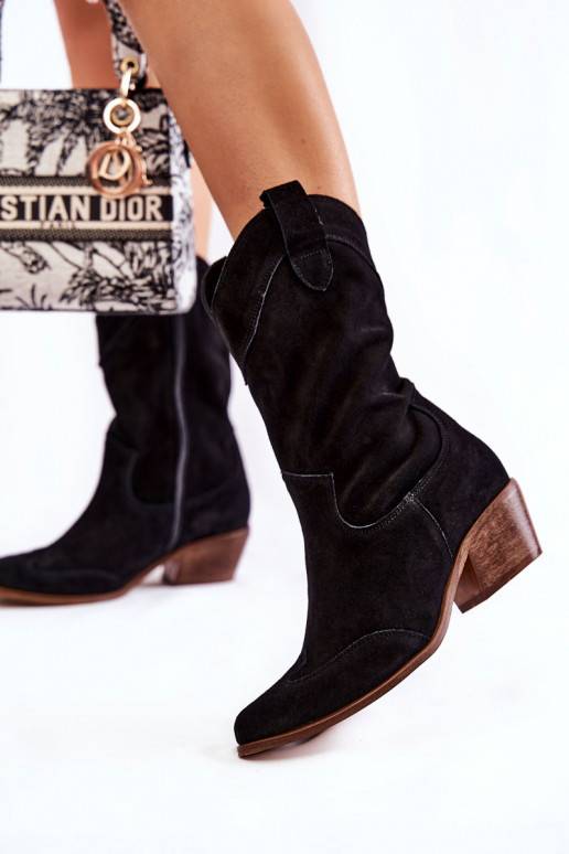 Suede Boots Cowboy Boots Lewski Shoes 3198 Black Suede Boots Cowboy Boots Lewski Shoes 3198 Black