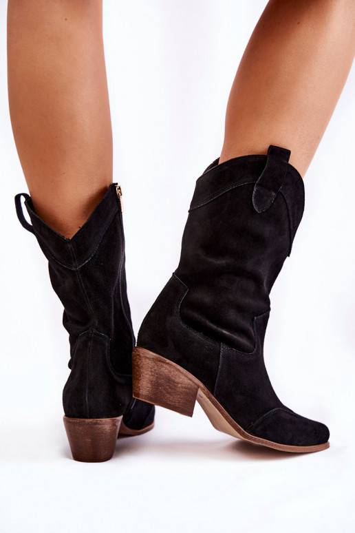 Suede Boots Cowboy Boots Lewski Shoes 3198 Black Suede Boots Cowboy Boots Lewski Shoes 3198 Black