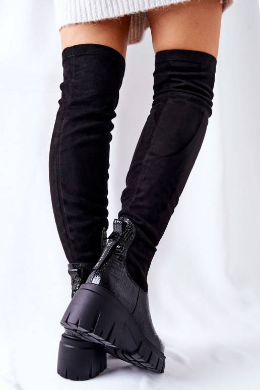 Leather Boots Maciejka Crocodile Black 05260-01  Leather Boots Maciejka Crocodile Black 05260-01