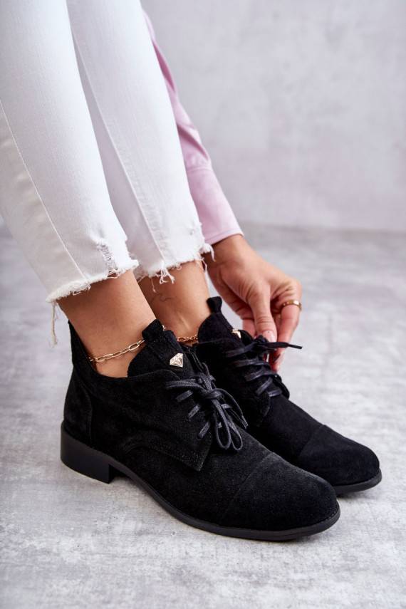 Suede Booties Laced Boots Nicole 2781 Black