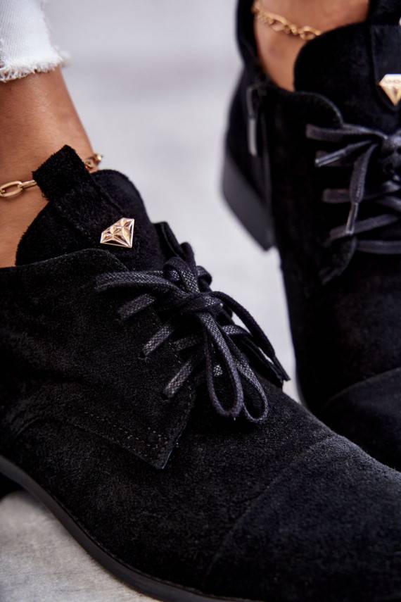Suede Booties Laced Boots Nicole 2781 Black