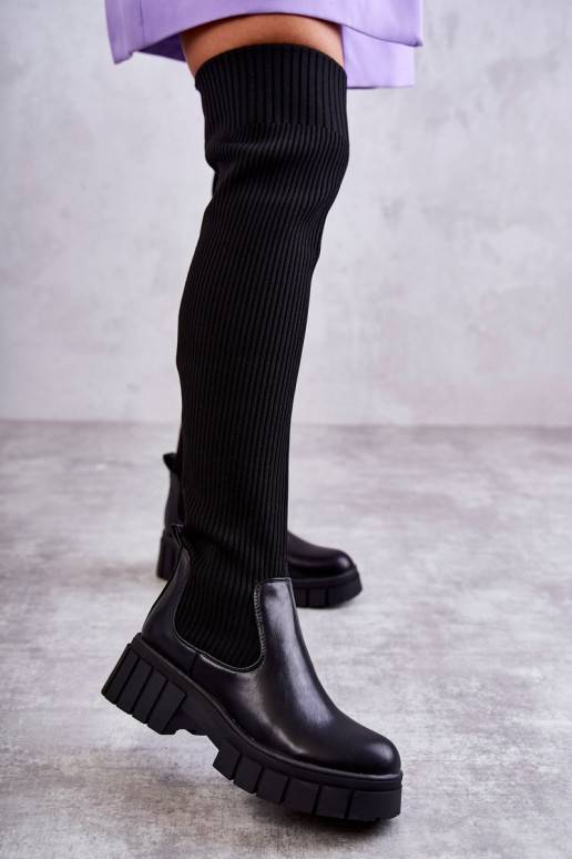 Women's High Boots Workers Black Austin