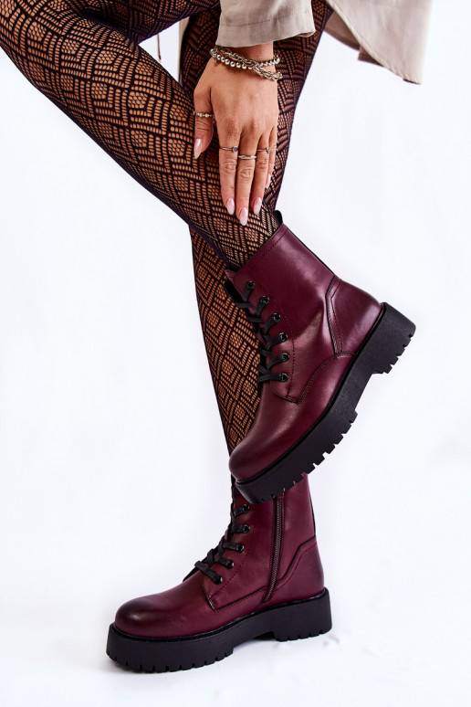 Women's Boots On the Platform Burgundy Randi Women's Boots On the Platform Burgundy Randi