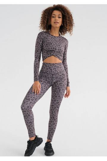 Alpha - Grey leopard grey long sleeve top