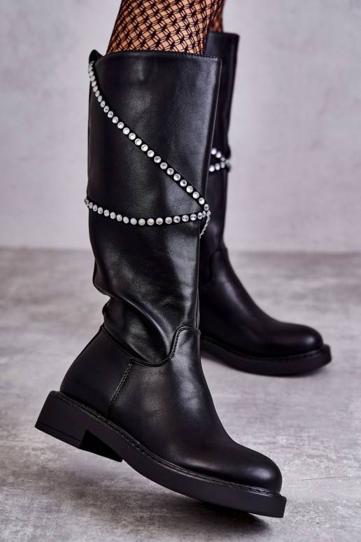 Women's Black Boots With Ornaments Black Finlay