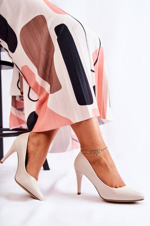 Classic Leather Stilettos Light Grey Magically 