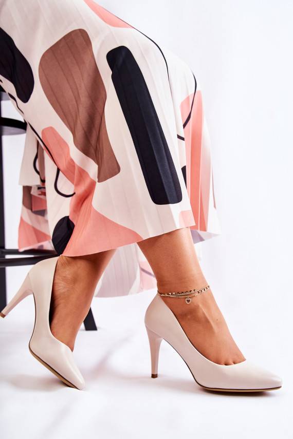 Classic Leather Stilettos Light Grey Magically 