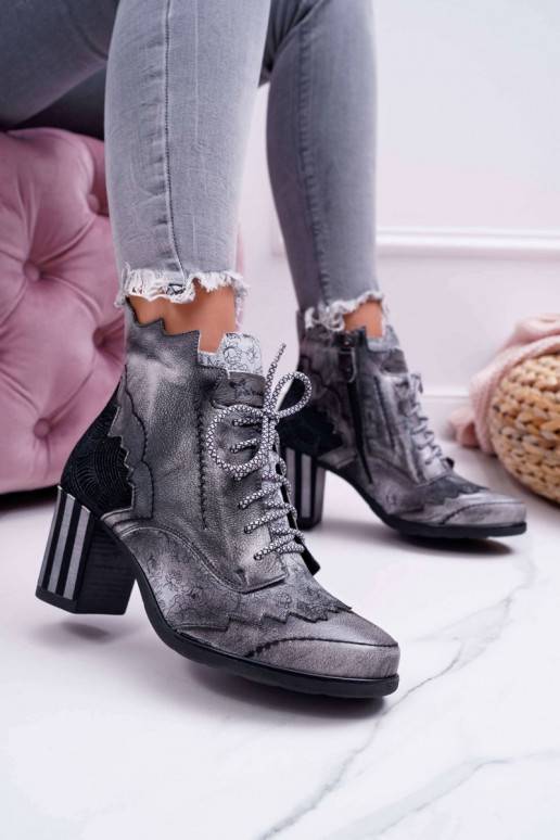 Women's Leather Boots Maciejka Grey 03190