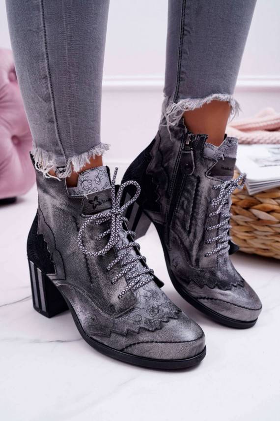 Women's Leather Boots Maciejka Grey 03190