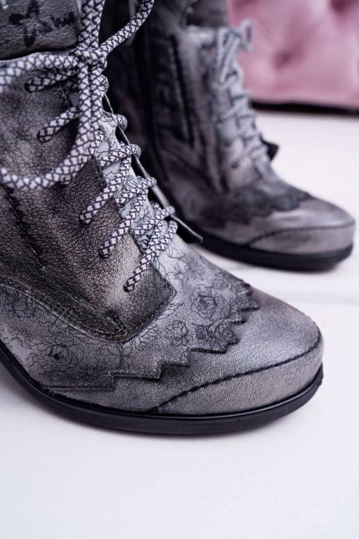 Women's Leather Boots Maciejka Grey 03190 Women's Leather Boots Maciejka Grey 03190