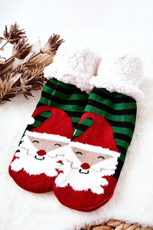 Christmas Long Socks Santa Claus Black and Green