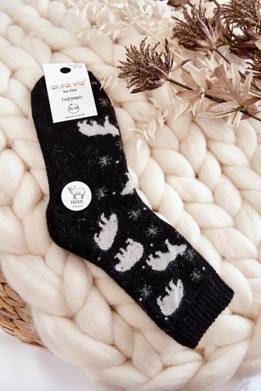 Women's Wool Socks In Polar Bear Black
