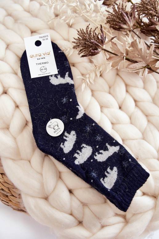 Women's Wool Socks In Polar Bear Navy blue