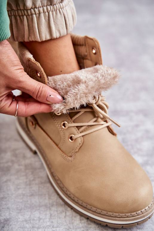 Women's Warm Boots Trappers Dark Beige Liv Women's Warm Boots Trappers Dark Beige Liv