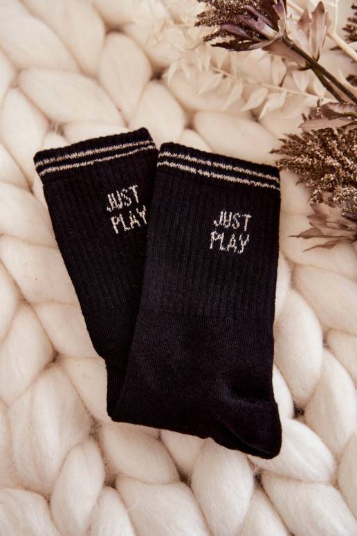 Women's Sport Socks Horizontal Inscription Just Play Black