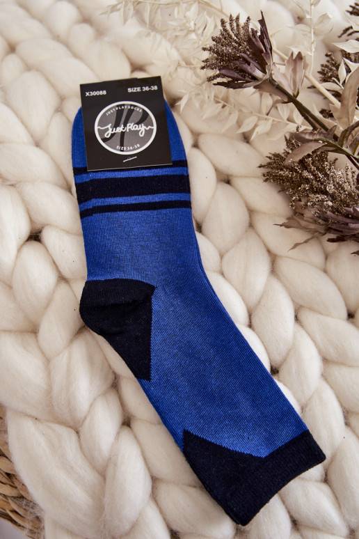 Women's Two-Color Socks With Stripes Blue-Black