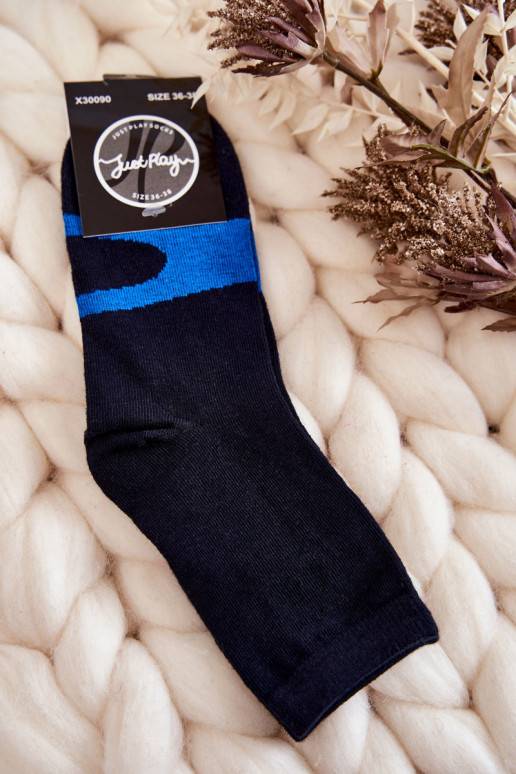 Women's Cotton Socks Blue Pattern Navy Blue