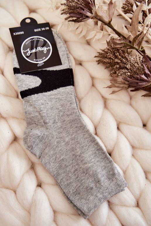 Women's Cotton Socks Black Pattern Grey
