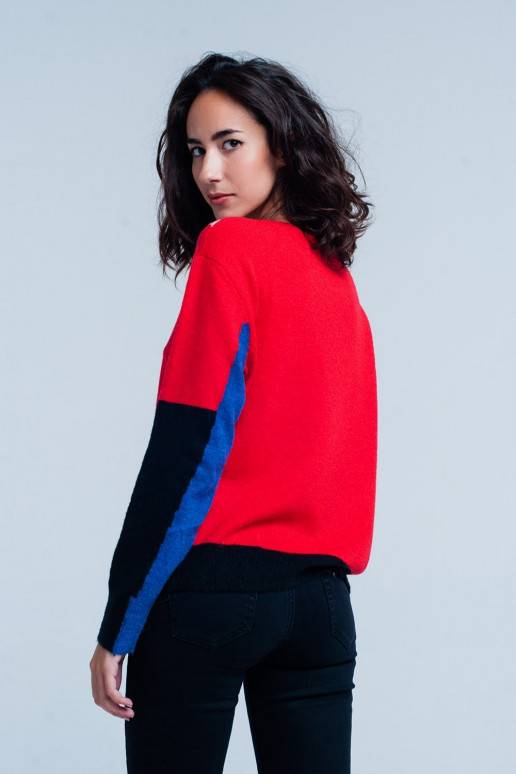 Red and Black Color Block Mon Amour - 4