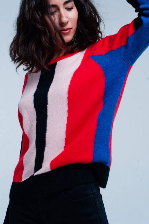 Red and Black Color Block Mon Amour - 5