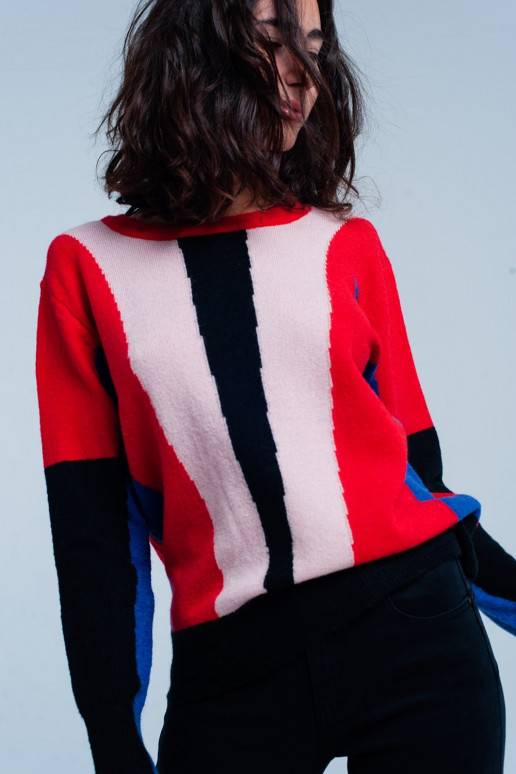 Red and Black Color Block Mon Amour - 6