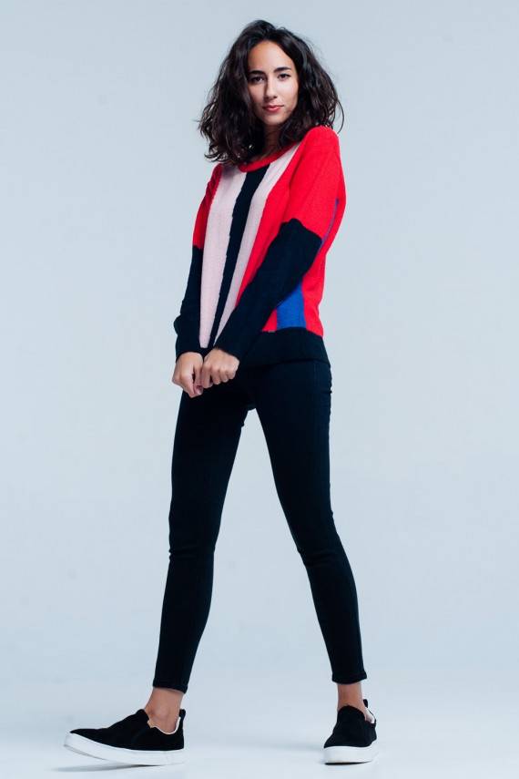 Red and Black Color Block Mon Amour - 7