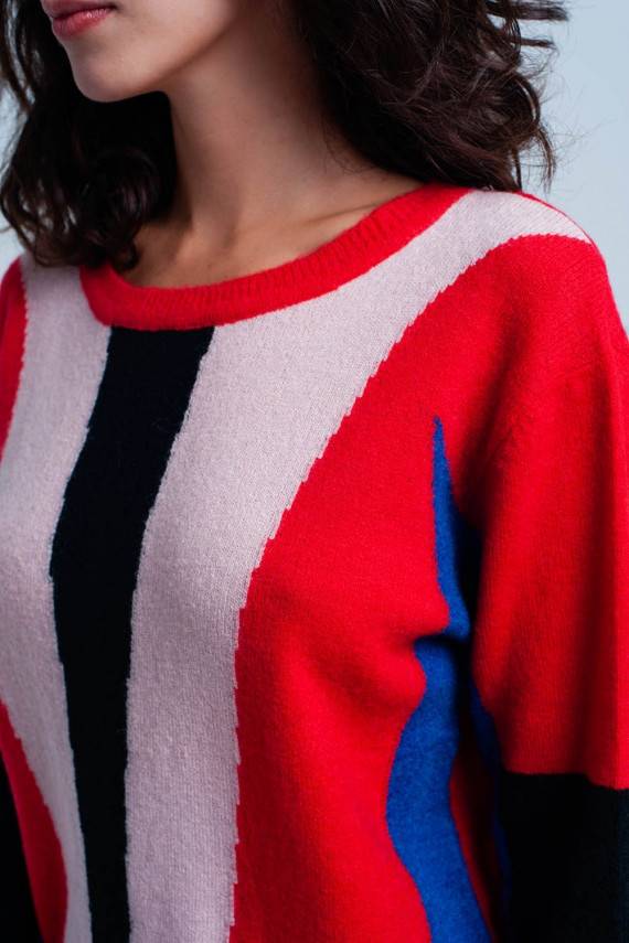 Red and Black Color Block Mon Amour - 8