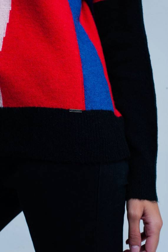 Red and Black Color Block Mon Amour - 9