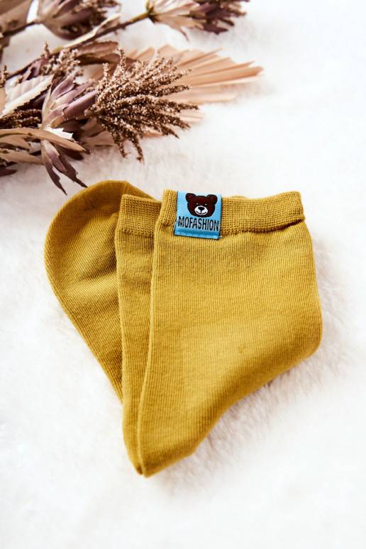 Kids' socks with teddy bear Yellow