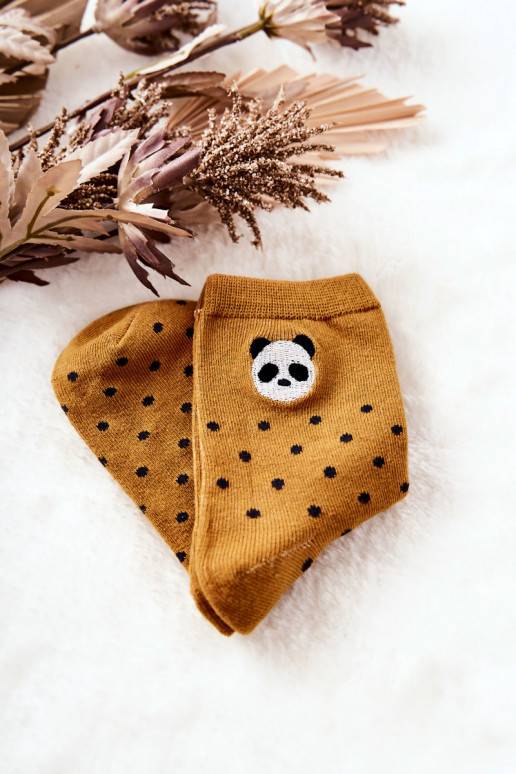 Children's Socks In Dots Panda Yellow