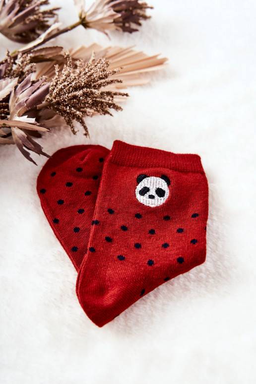 Children's Socks In Dots Panda Red
