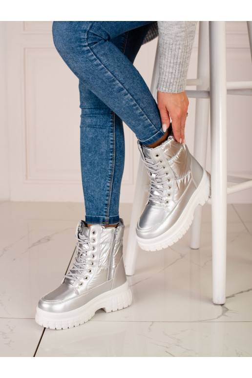 silver color Women's snow boots Shelovet